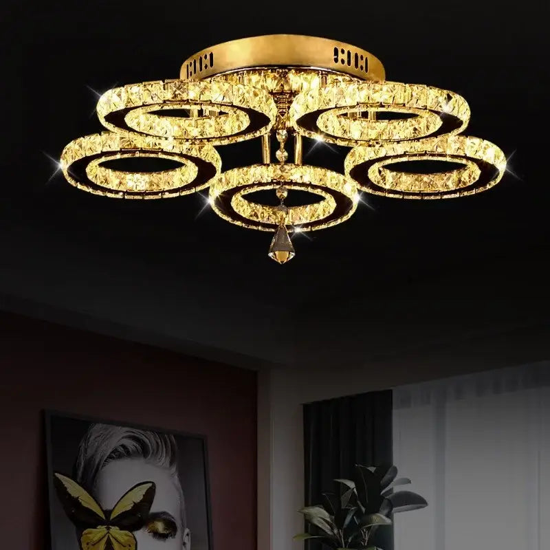 Chrome Crystal LED 5-Head Nordic Chandelier
