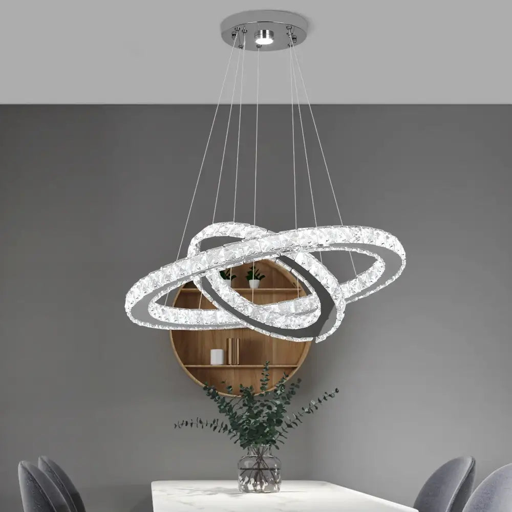 Chrome Crystal 1-Ring Dining Area Pendant Light