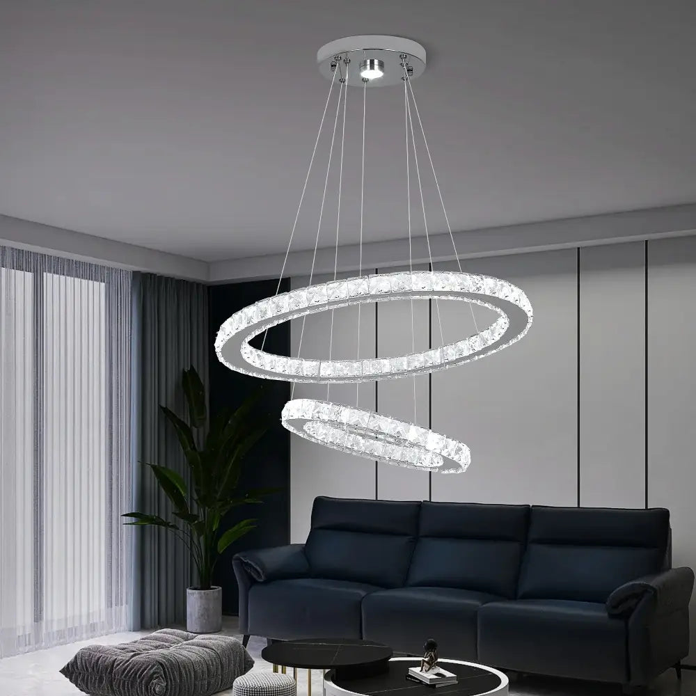 Chrome Crystal 1-Ring Dining Area Pendant Light