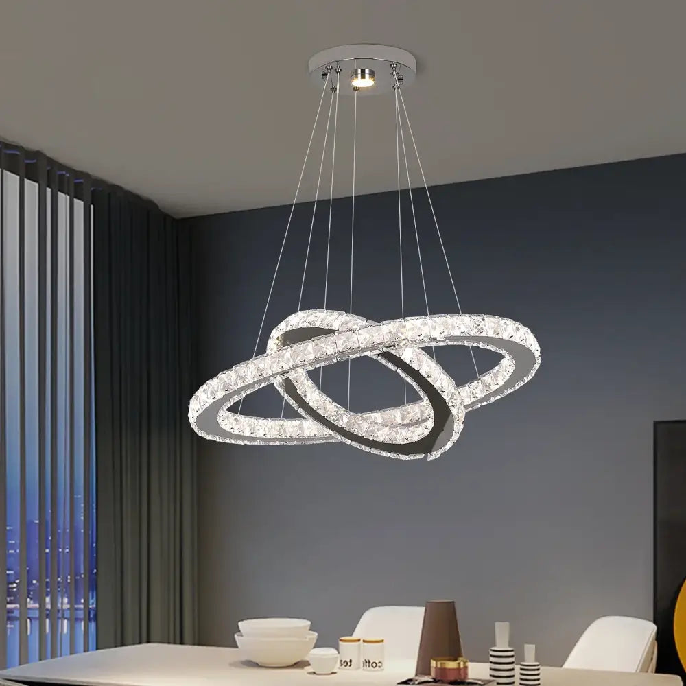Chrome Crystal 1-Ring Dining Area Pendant Light