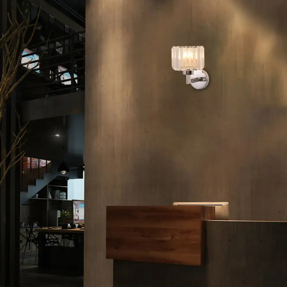 Chrome Crystal Wall Sconce Cylinder or Square