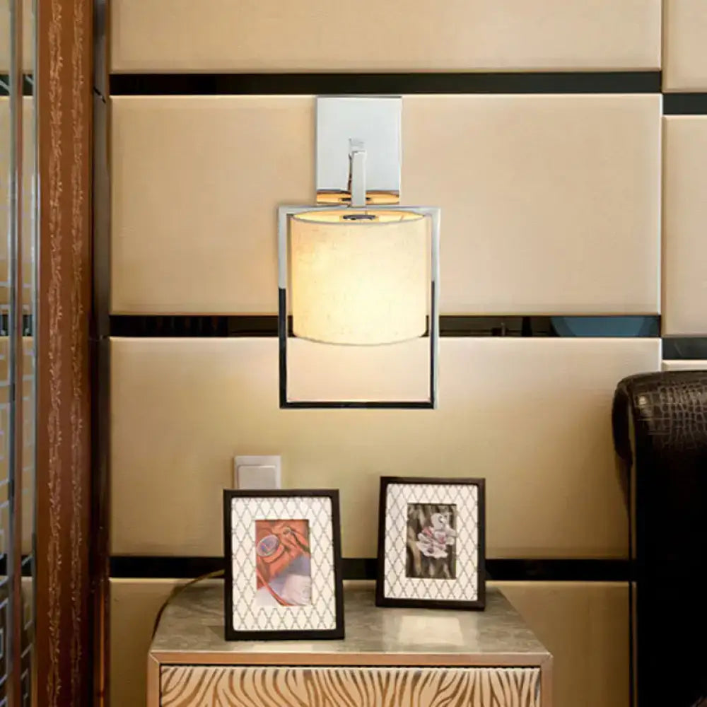 Chrome Fabric Cylinder Sconce