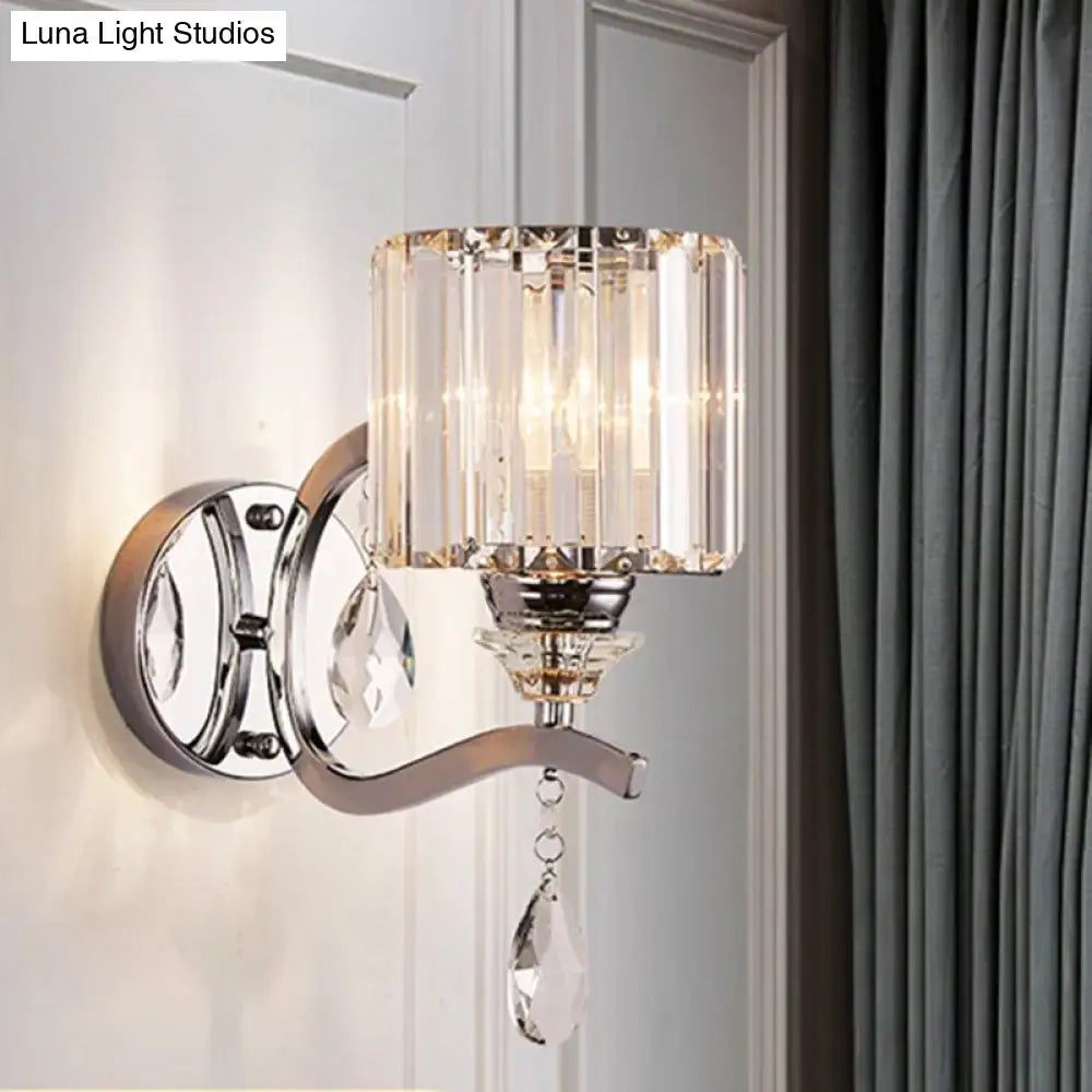 Chrome Crystal Block Sconce
