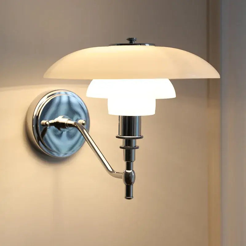 Chrome French Glass Bedroom Wall Sconce