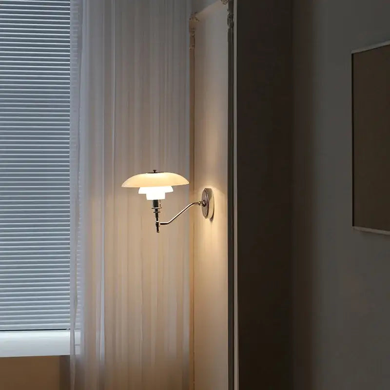 Chrome French Glass Bedroom Wall Sconce