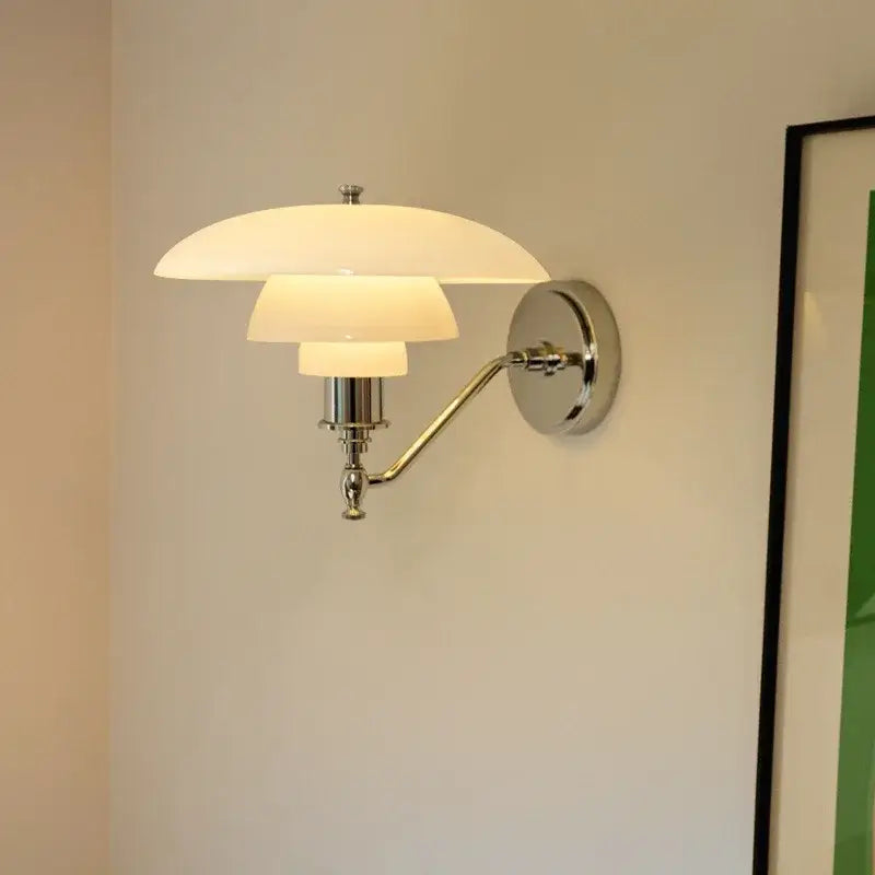 Chrome French Glass Bedroom Wall Sconce