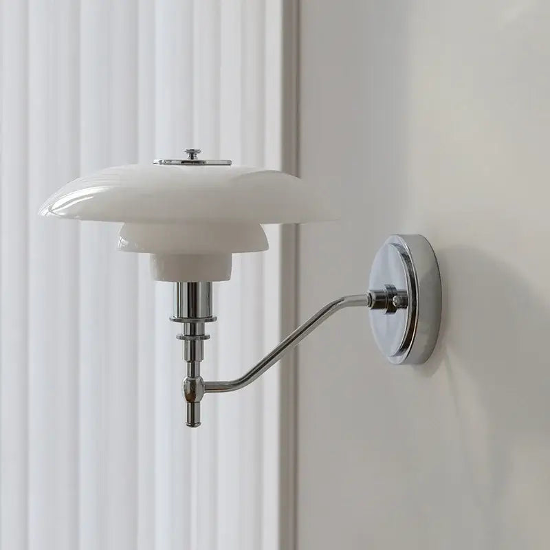 Chrome French Glass Bedroom Wall Sconce