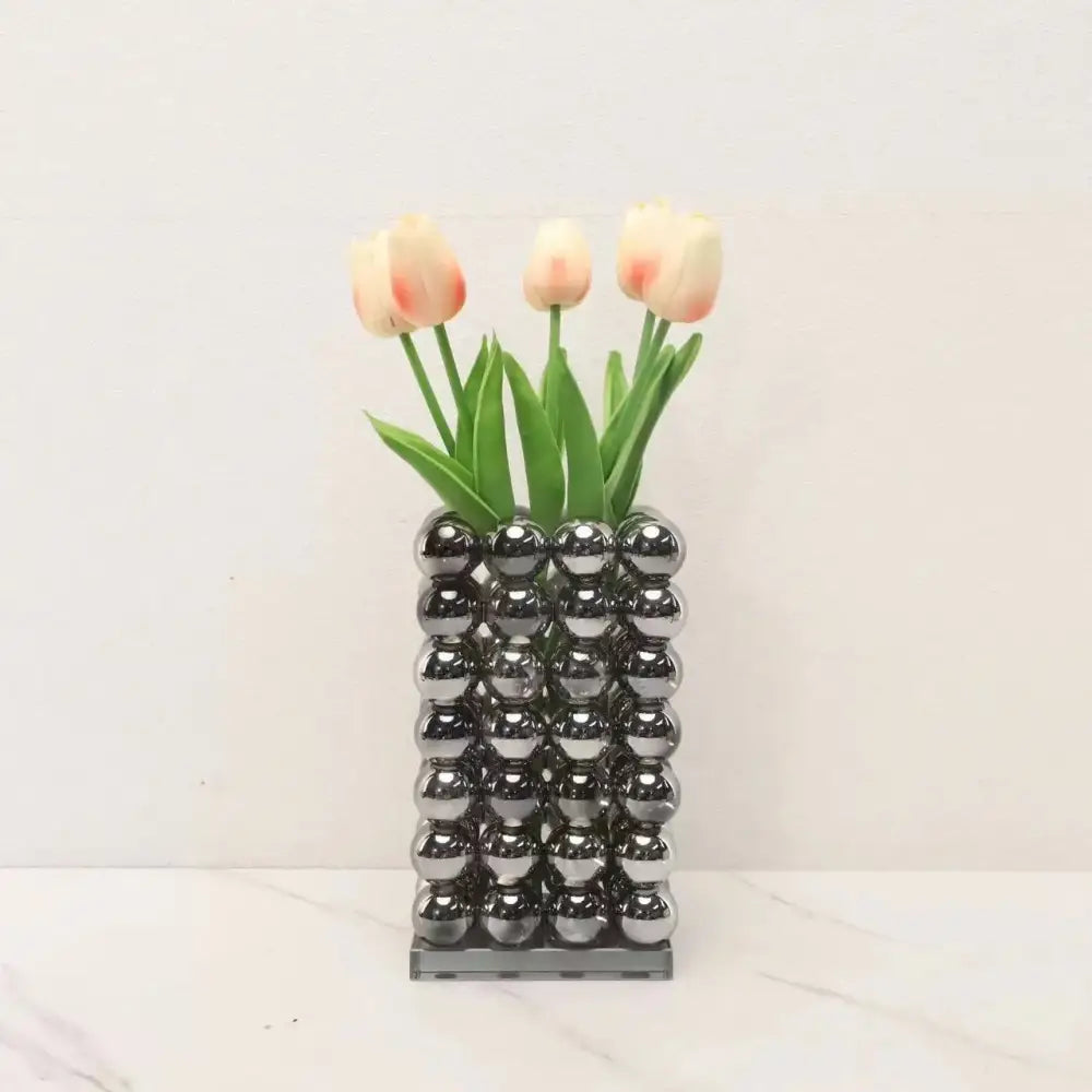 Chrome Geometric Glass Vase