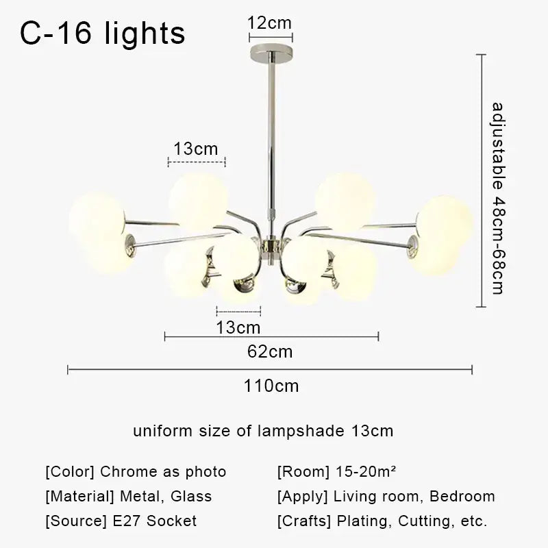 Chrome Glass Ball Chandelier