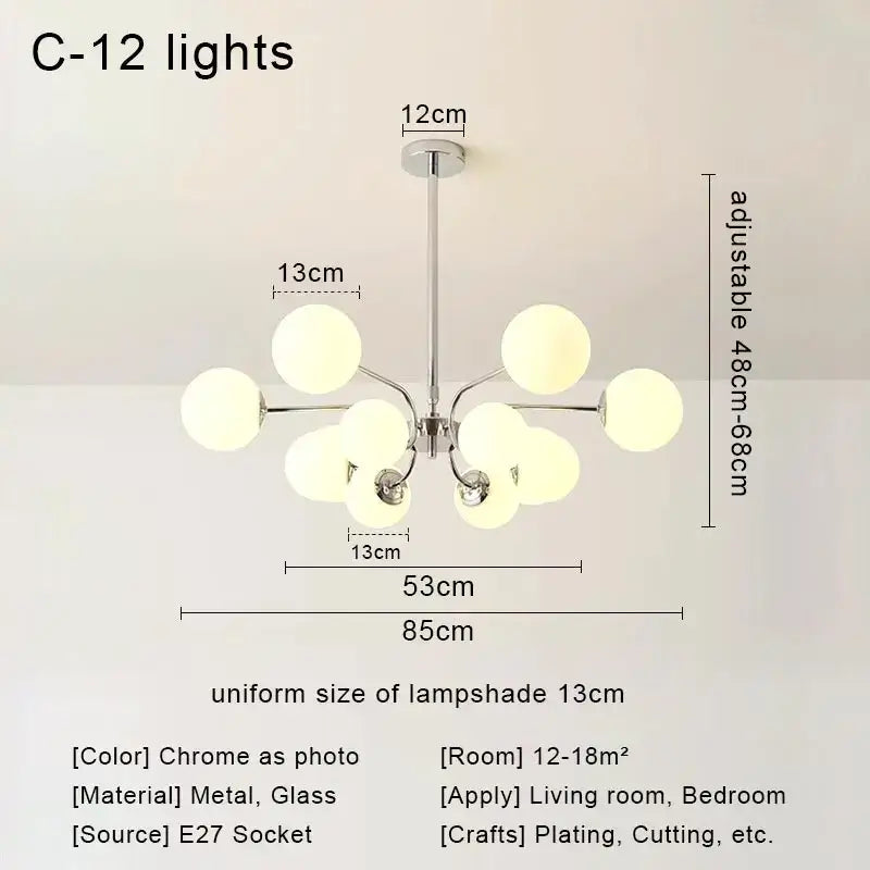 Chrome Glass Ball Chandelier