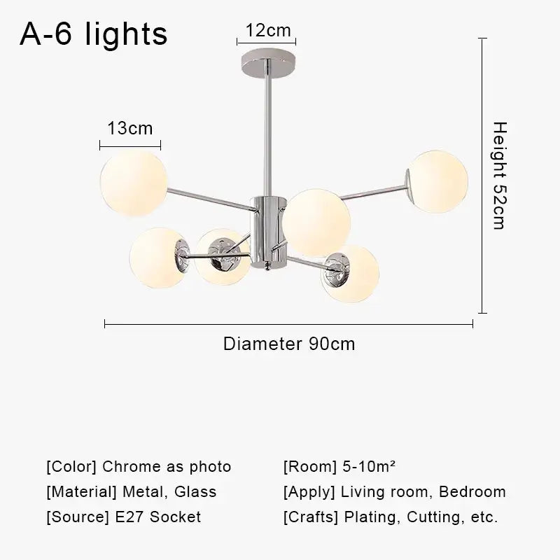 Chrome Glass Ball Chandelier