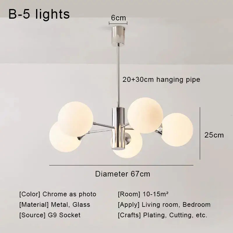 Chrome Glass Ball Chandelier