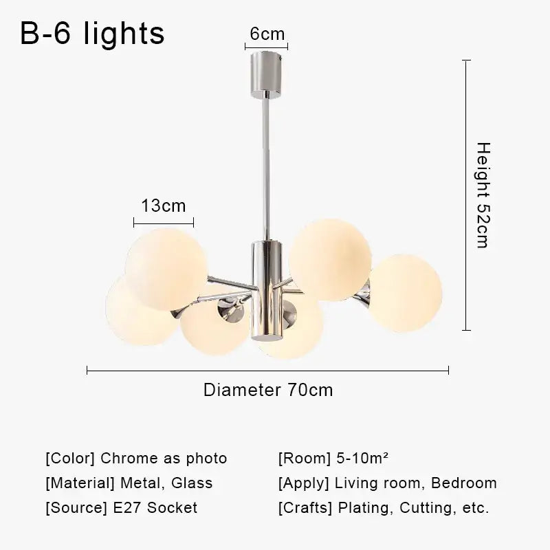 Chrome Glass Ball Chandelier