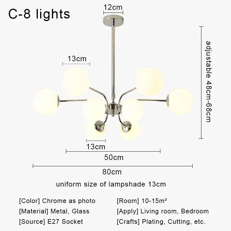 Chrome Glass Ball Chandelier
