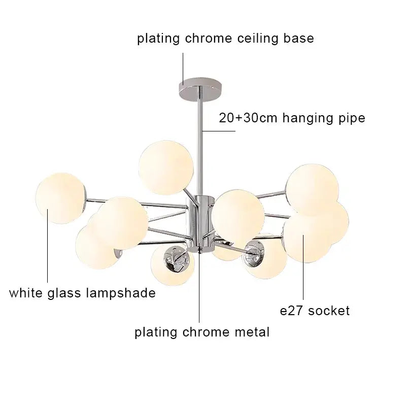 Chrome Glass Ball Chandelier