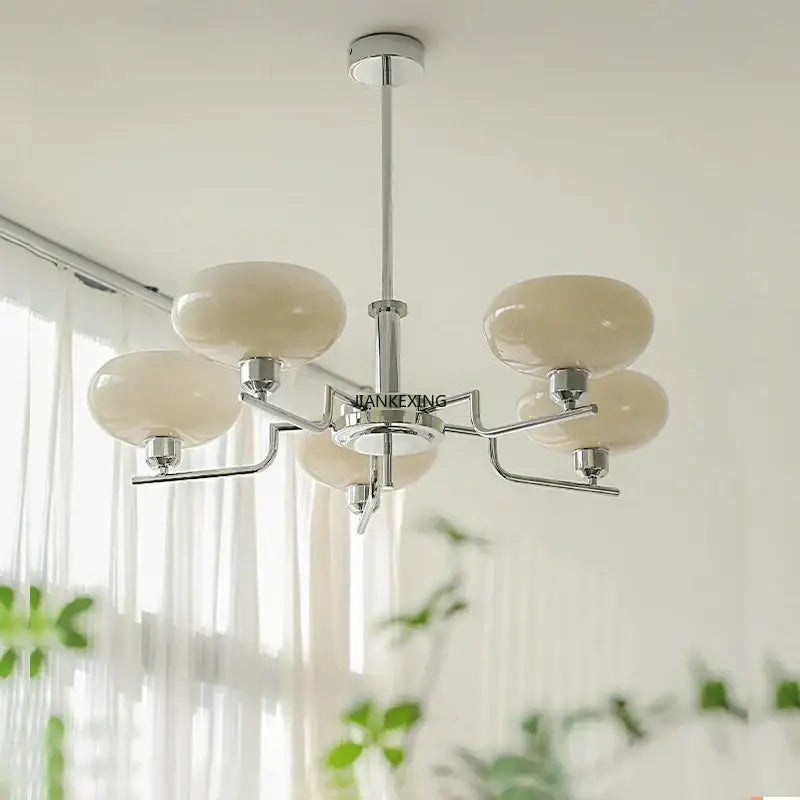 Chrome Pendant Glass Chandelier