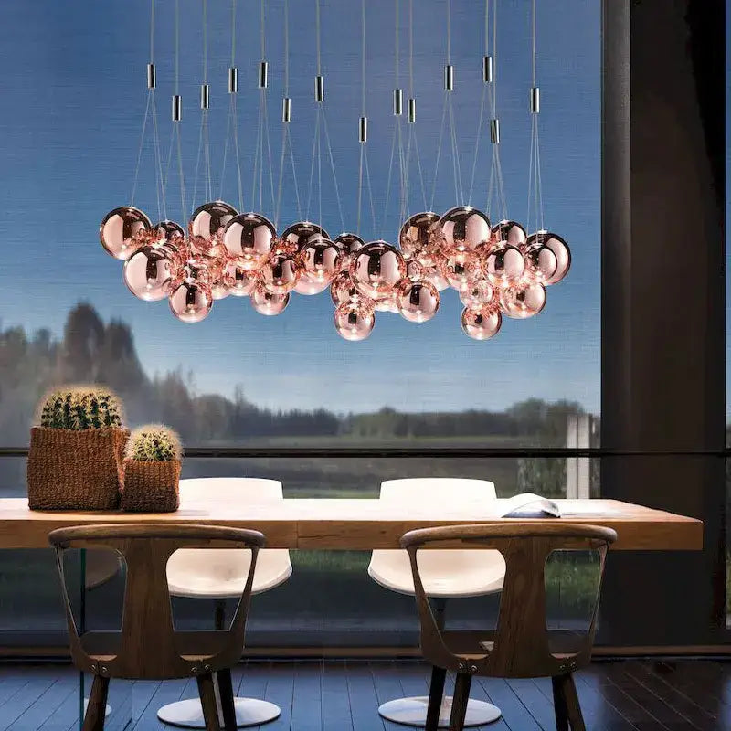 Chrome Glass Dining Room Pendant Light