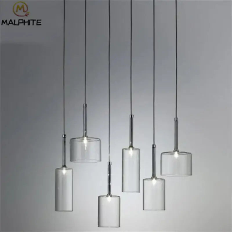 Chrome Glass Pendant Light Industrial for Dining