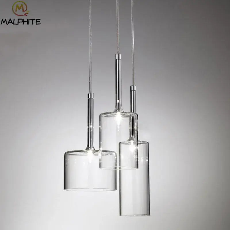 Chrome Glass Pendant Light Industrial for Dining