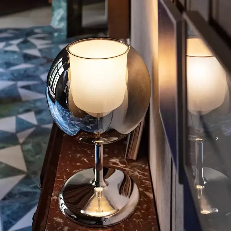 Gold Glass Table Lamp with Clear Glass Body