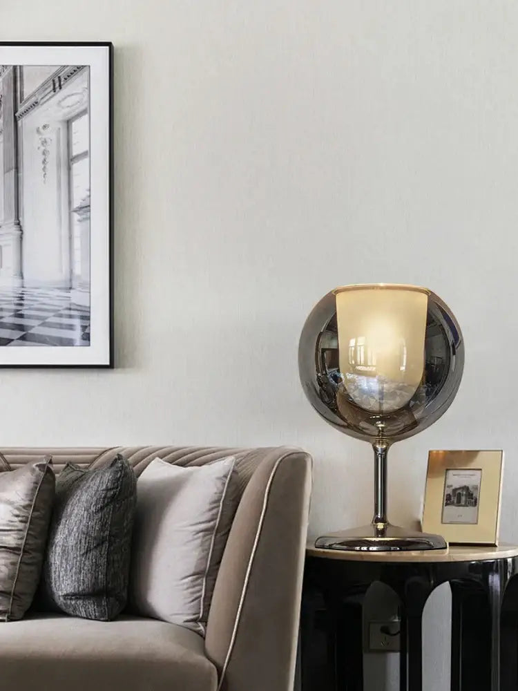 Gold Glass Table Lamp with Clear Glass Body