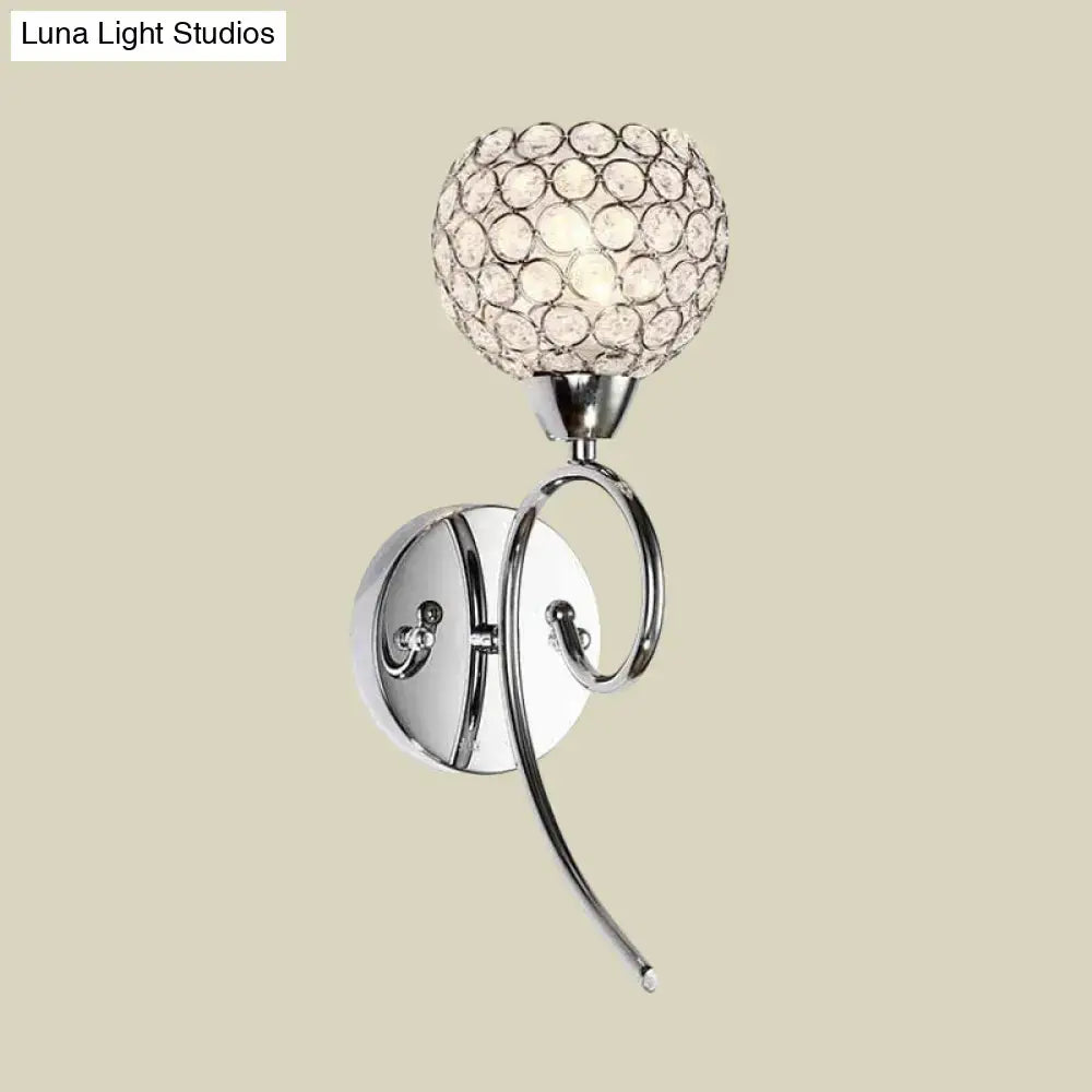 Chrome Hemisphere Crystal Wall Sconce