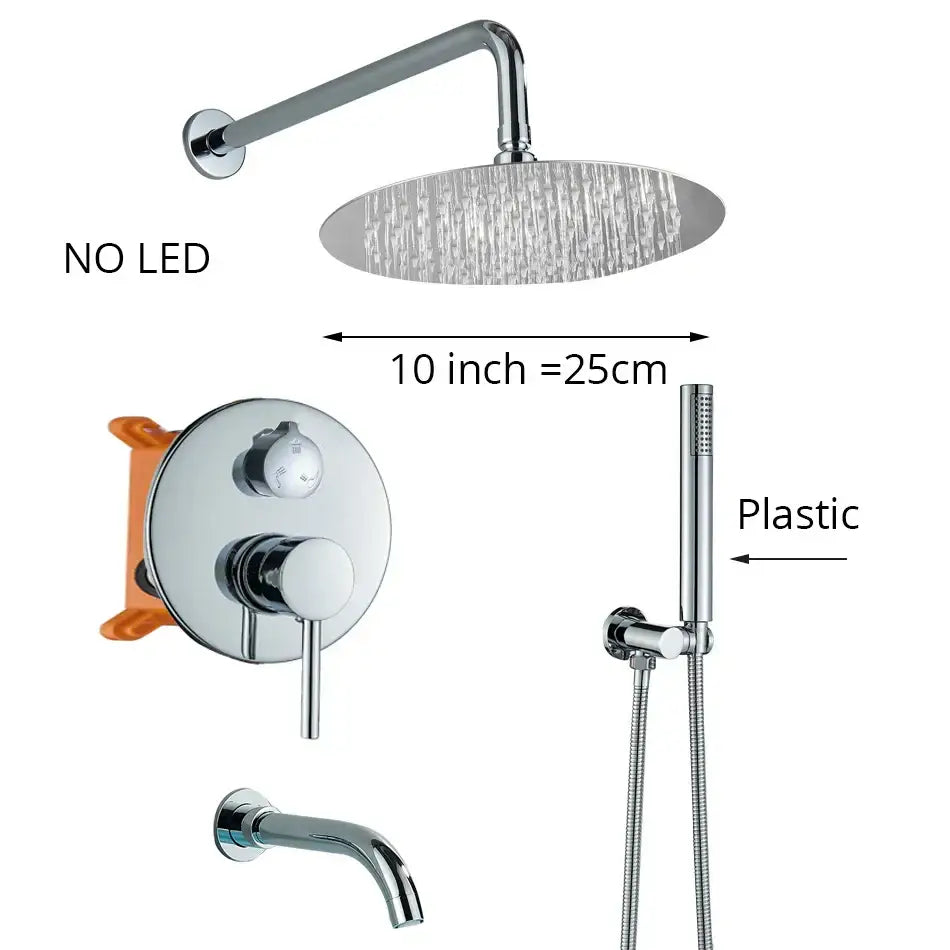 Brass Rain Shower Set 10-inch Chrome Round Head