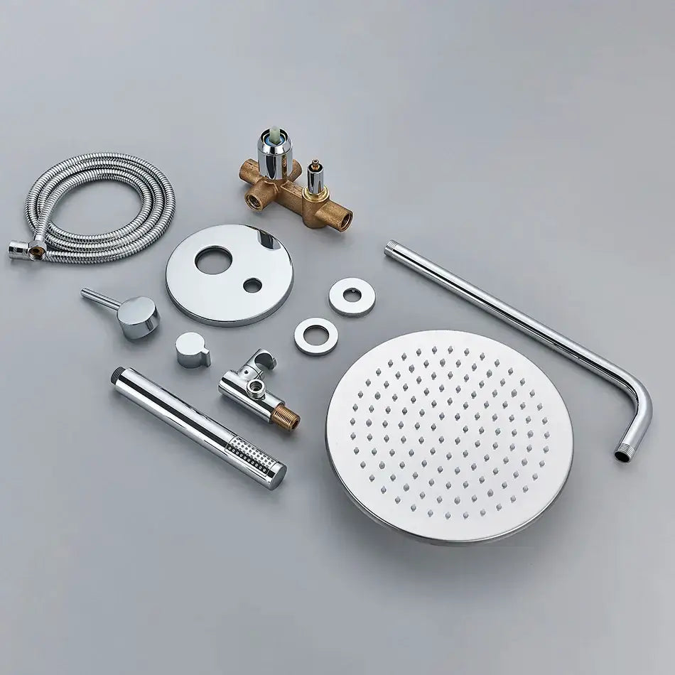 Brass Rain Shower Set 10-inch Chrome Round Head
