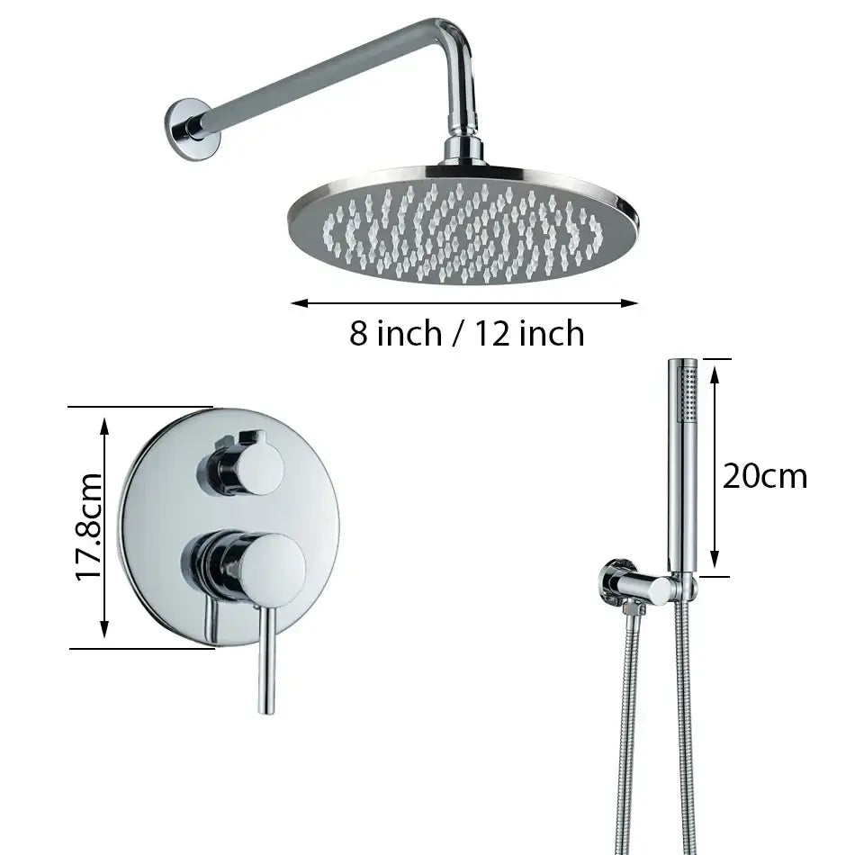Brass Rain Shower Set 10-inch Chrome Round Head