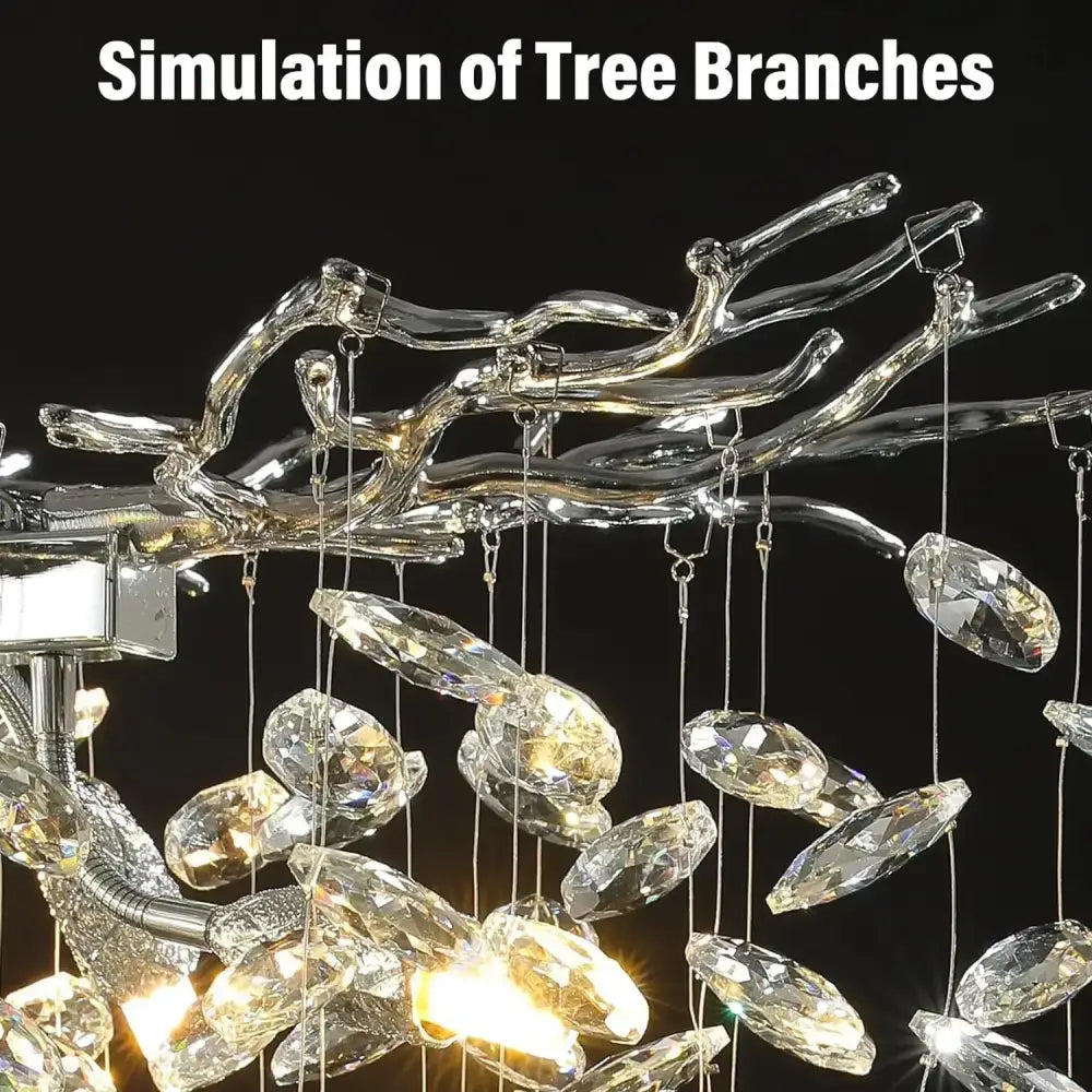 Chrome Crystal Branch Chandelier in Gold or Silver