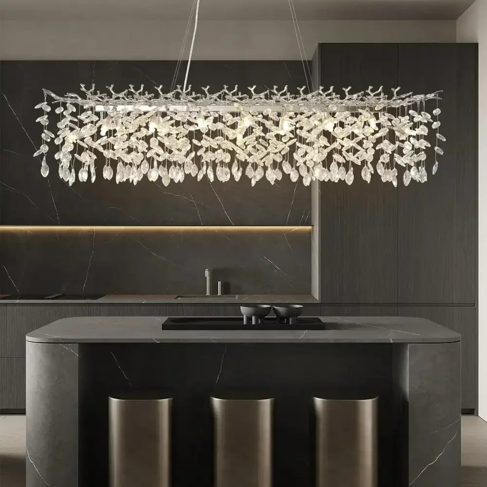 Chrome Crystal Branch Chandelier in Gold or Silver