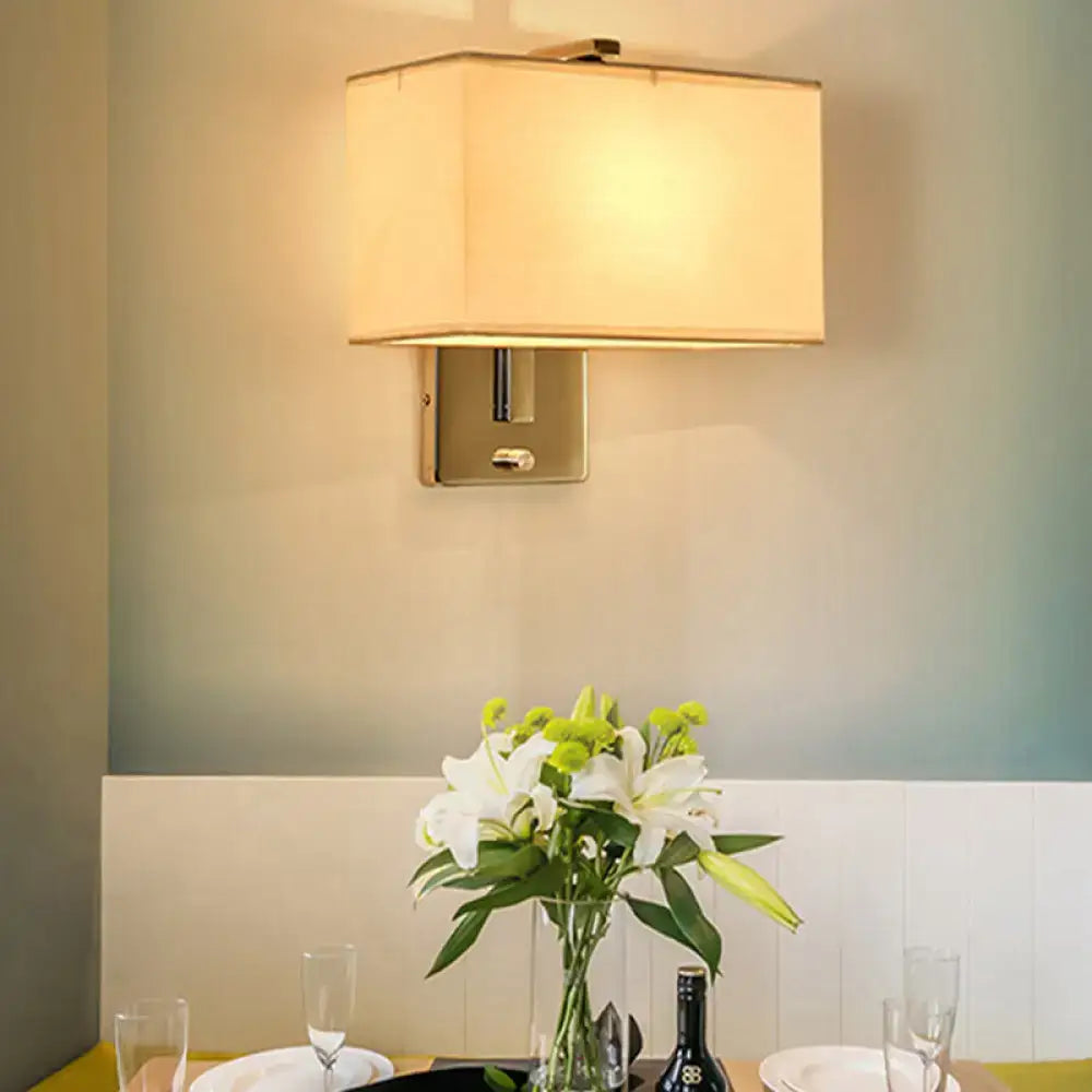 Chrome Fabric Rectangle Sconce