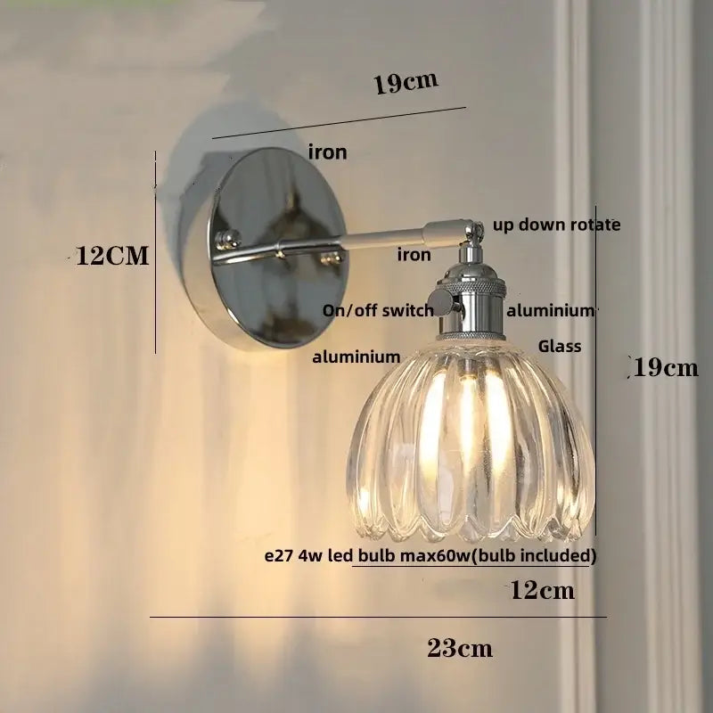 Chrome Ribbed Glass Lamp