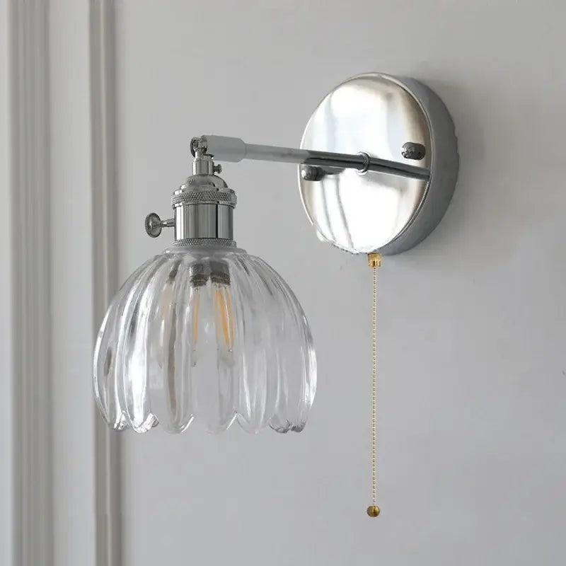Chrome Ribbed Glass Lamp