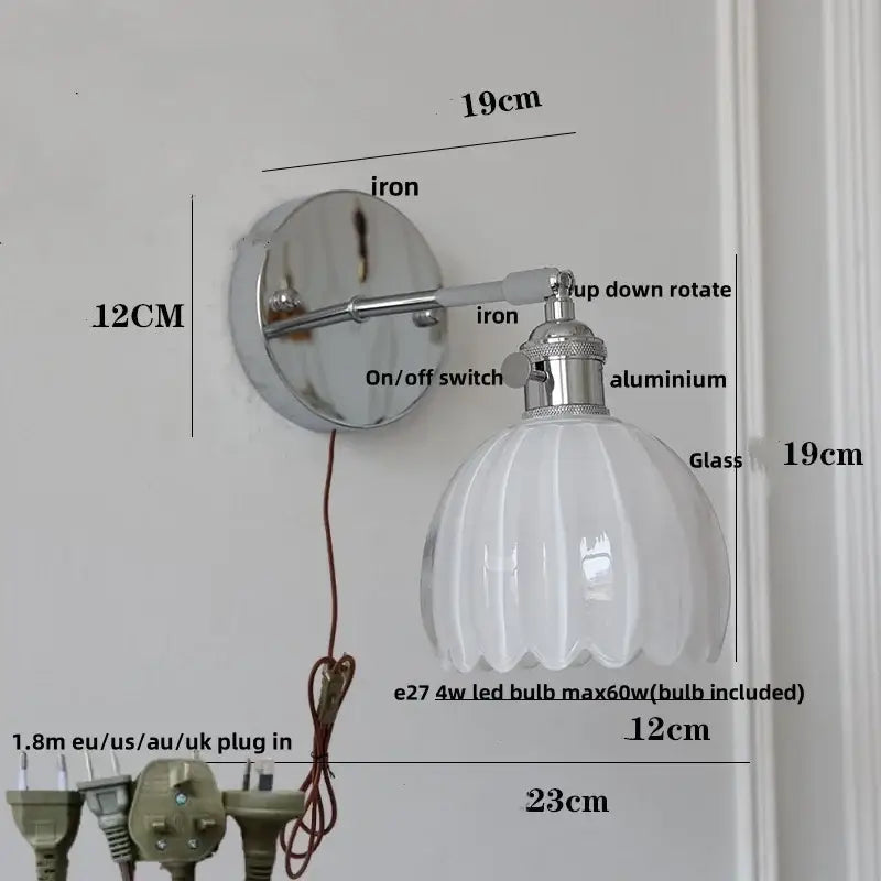 Chrome Ribbed Glass Lamp