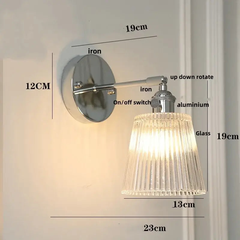 Chrome Ribbed Glass Lamp