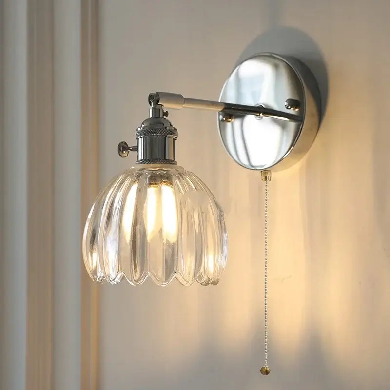 Chrome Ribbed Glass Lamp