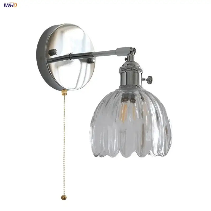 Chrome Ribbed Glass Dining Wall Lamp