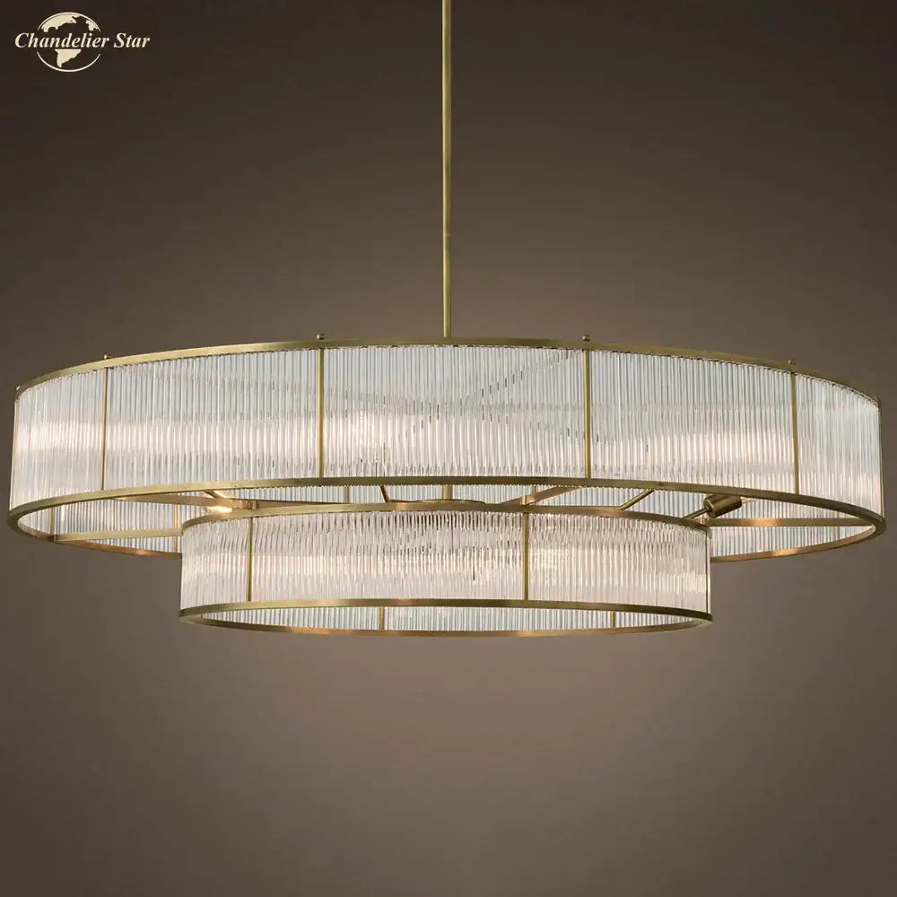 Chrome Ribbed Glass Chandelier with Metal Frame