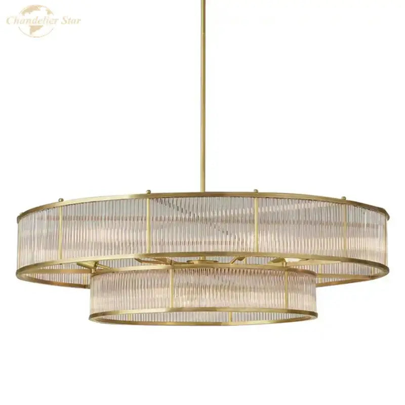 Chrome Ribbed Glass Chandelier with Metal Frame
