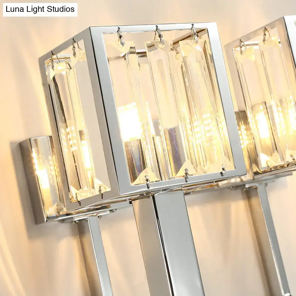 Chrome Crystal Wall Lamp Dual-Light Layered