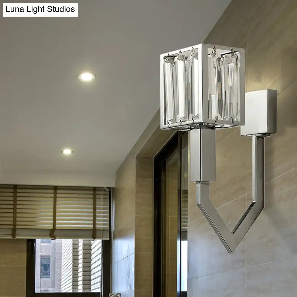 Chrome Crystal Wall Lamp Dual-Light Layered