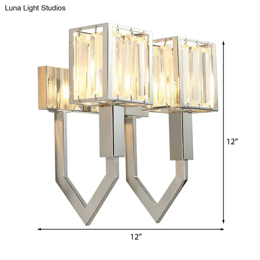 Chrome Crystal Wall Lamp Dual-Light Layered