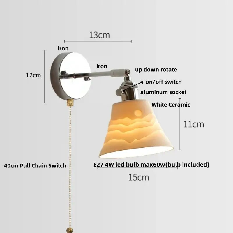 Chrome Fabric Shade Wall Light