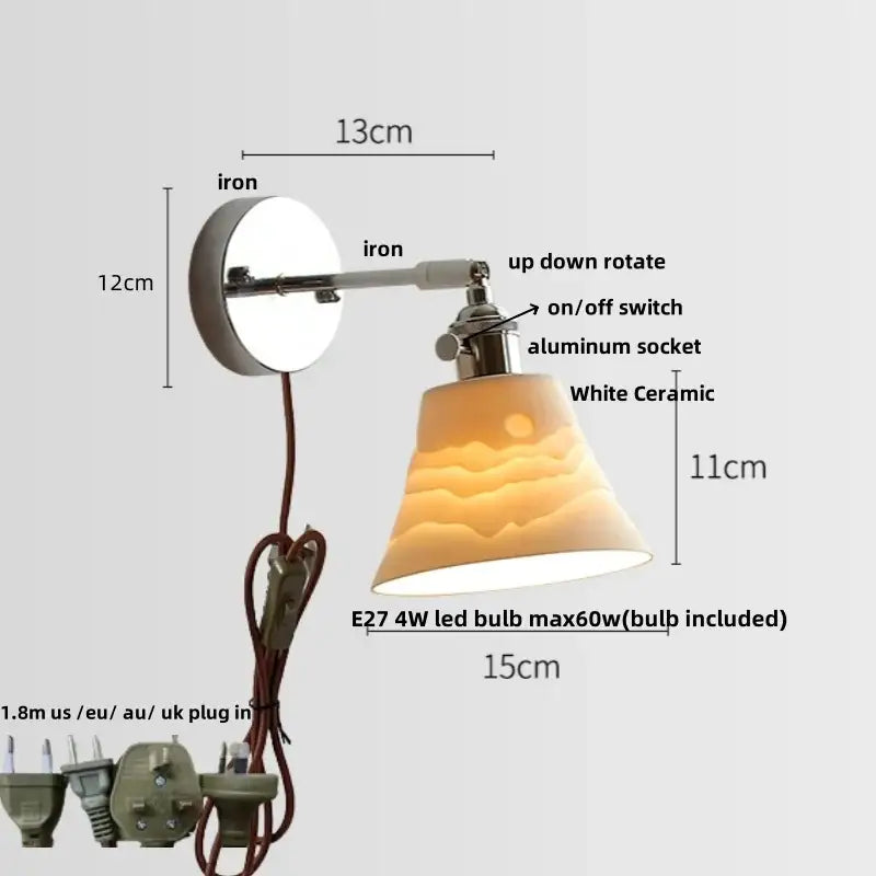 Chrome Fabric Shade Wall Light