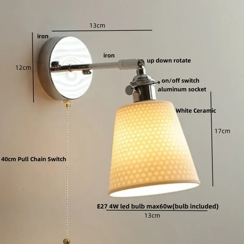 Chrome Fabric Shade Wall Light