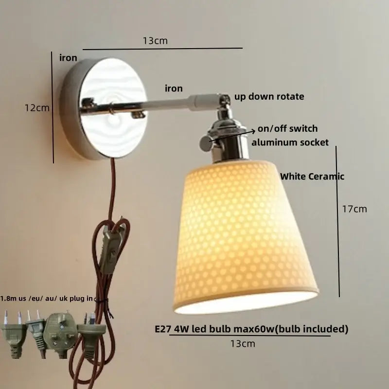 Chrome Fabric Shade Wall Light
