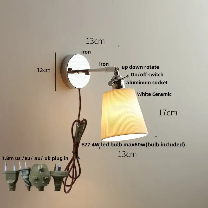 Chrome Fabric Shade Wall Light