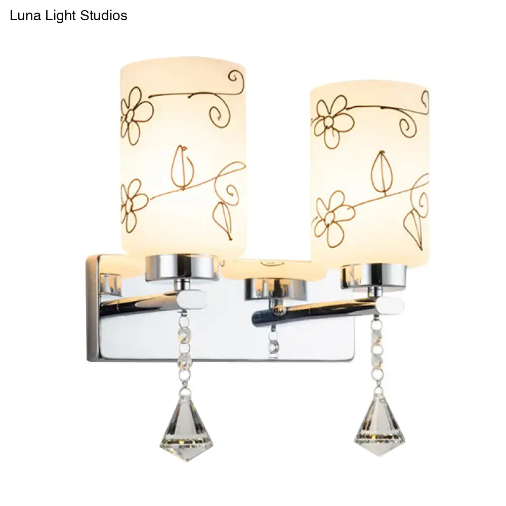 Chrome Glass Cylinder Floral Sconce