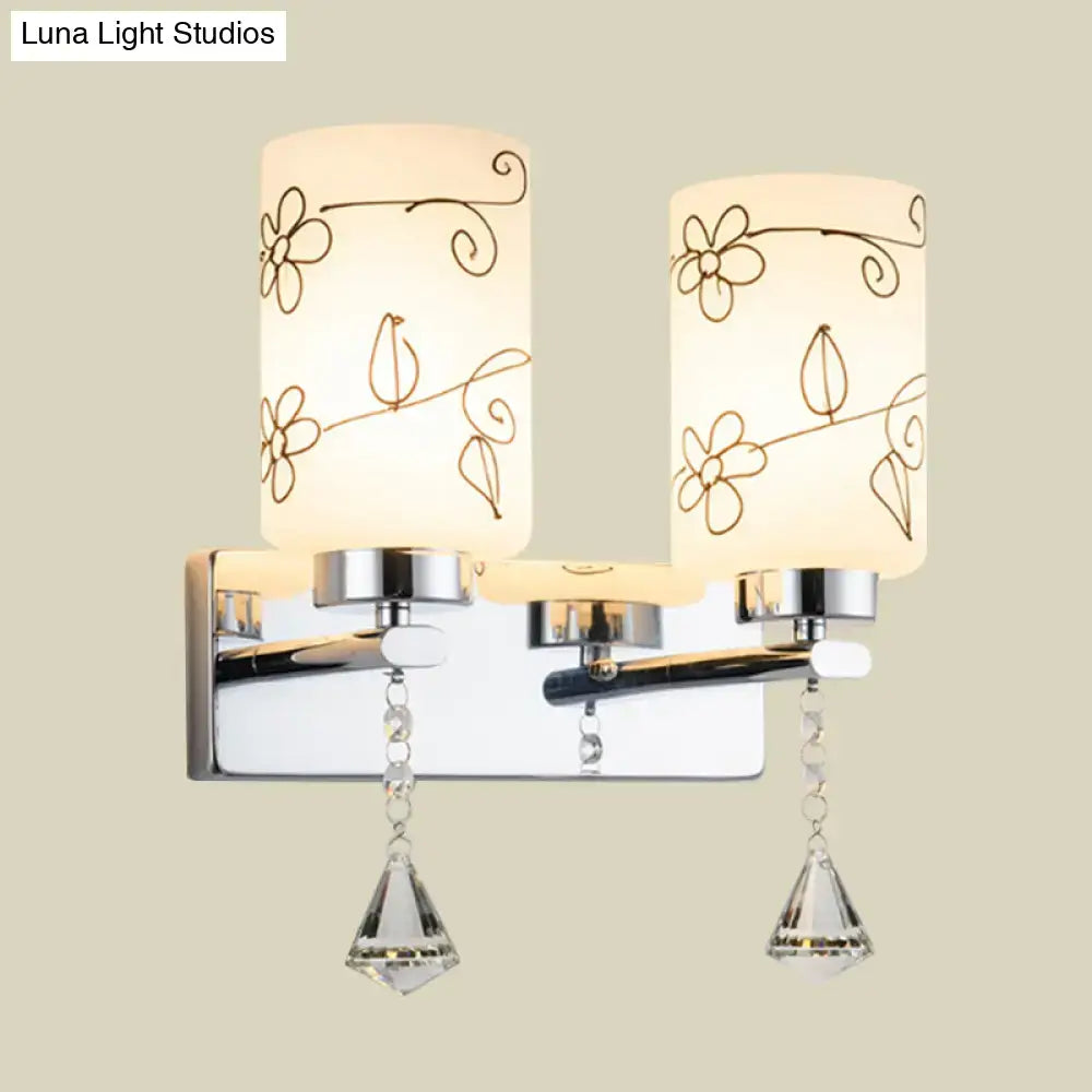 Chrome Glass Cylinder Floral Sconce